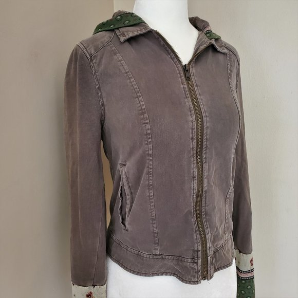 Others Follow Jackets & Blazers - Others Follow Hooded Jacket w/ Knit Sleeves Small